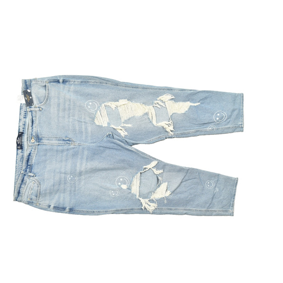 NEW Hollister Ultra High-Rise Mom Jean Plus Size 21S Distressed W/ Smiley Faces - Picture 1 of 8